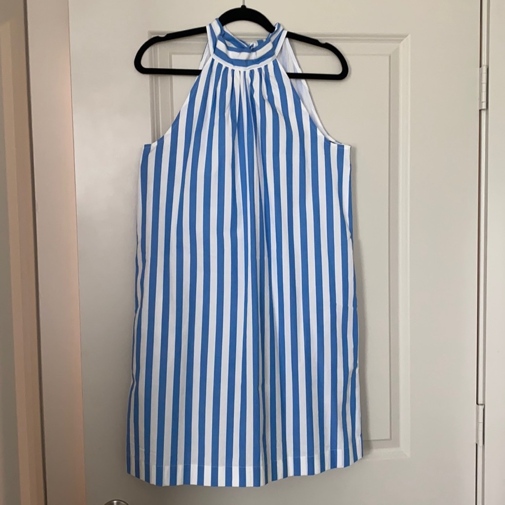 Nautical White Blue Knee Length Dress